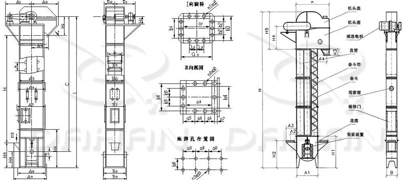 TD型斗式提升機外型結構